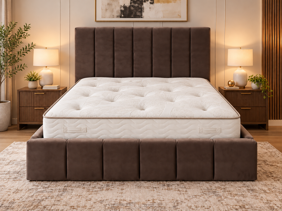 Luxury Vertical Panel Upholstered Bed Frame