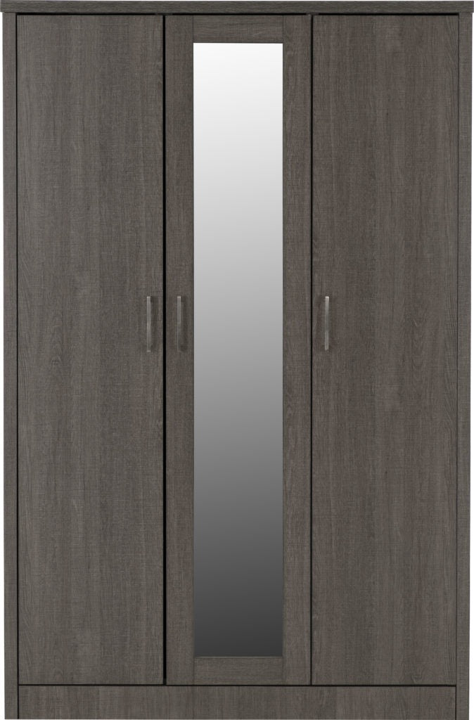 LISBON 3 DOOR WARDROBE - BLACK WOOD GRAIN