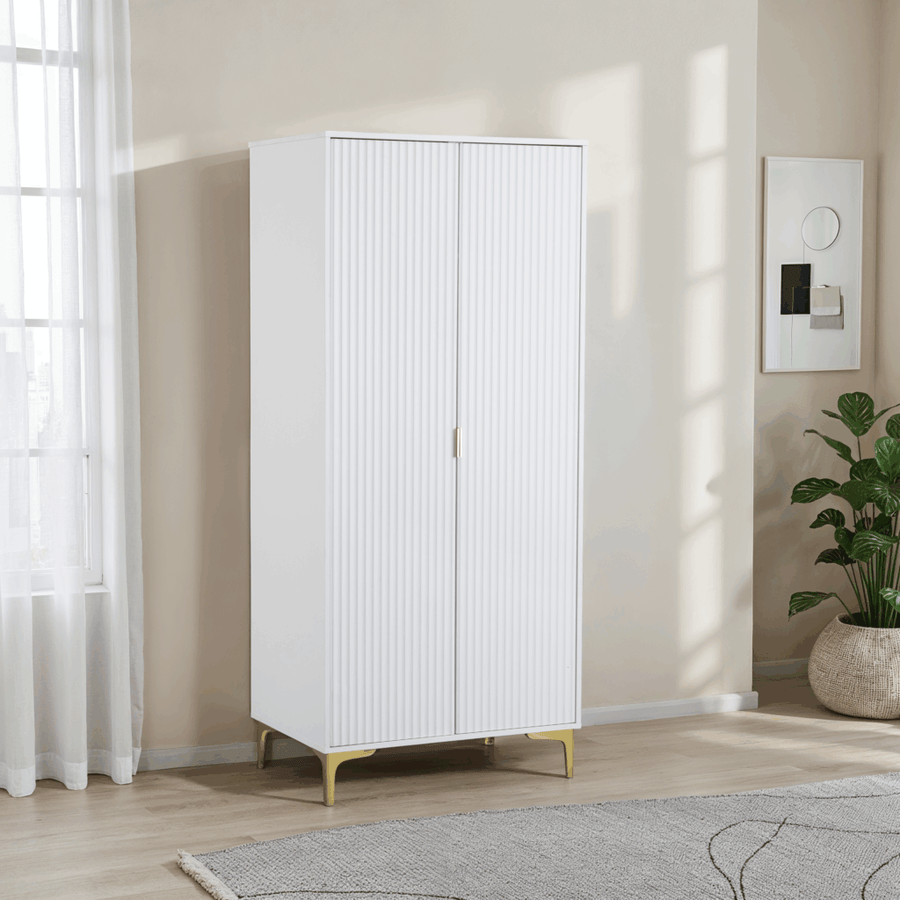 MIAMI 2 DOOR WARDROBE - WHITE/GOLD