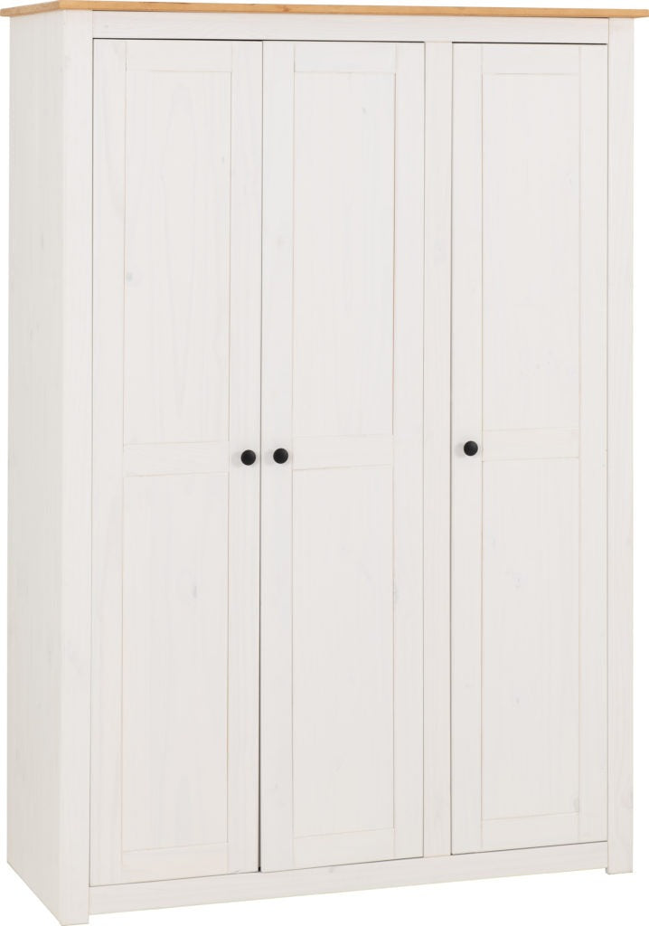 PANAMA 3 DOOR WARDROBE - WHITE/NATURAL WAX
