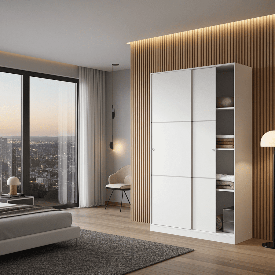 Verona Soft Gloss White Sliding Door Wardrobe – 120cm (2461)