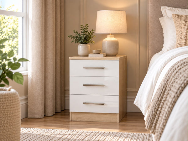 MAYFAIR 3 DRAWER BEDSIDE