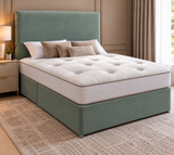 Double Plush Bed and mattress with 54” Floorstanding Headboard
