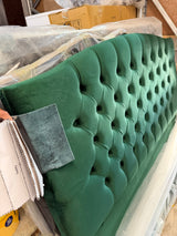 Emerald Green Buttoned Double Bed with 54” Floorstanding Headboard – Choice of Mattress