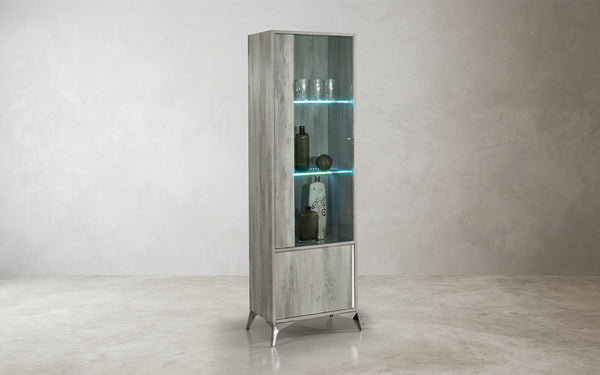 Alexa 1 Door Vetrine - Light Grey