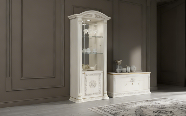 Aurora 1 Door Vetrine 79x43 RHS-LHS - Beige Birch Gold