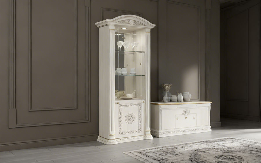 Aurora 1 Door Vetrine 79x43 RHS-LHS - Beige Birch Gold