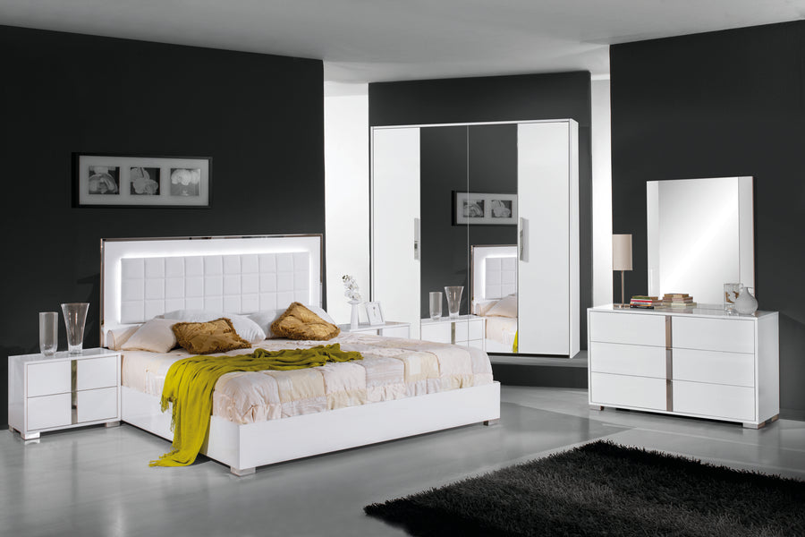 San Marino Bedroom Set With 4-Door Wardrobe - White