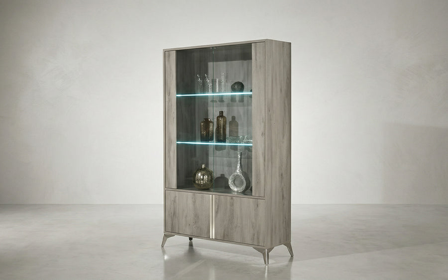 Alexa 2 Door Vetrine - Light Grey