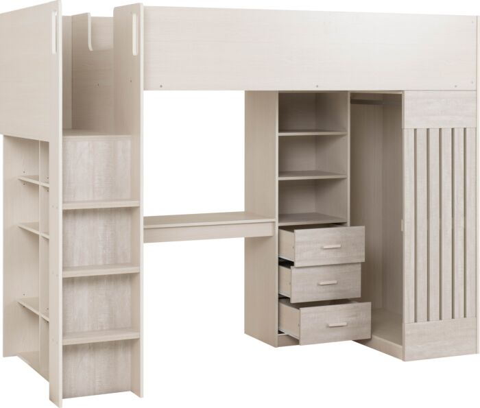 Jupiter High Sleeper Bed - White/Grey