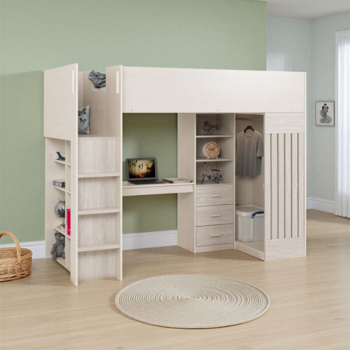 Jupiter High Sleeper Bed - White/Grey