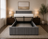 Winged Ottoman Storage Bed Frame (Grey Velvet)