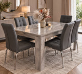 Italian Alexa Fixed Dining Table with 6 Grey Chairs