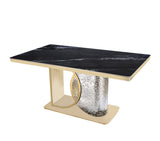 Louis Modern Hammered Design Dining Table, Sintered Stone Top
