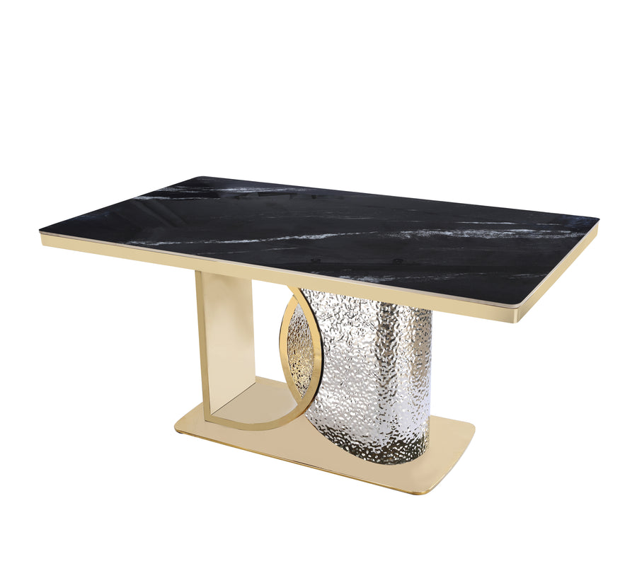 Louis Modern Hammered Design Dining Table, Sintered Stone Top