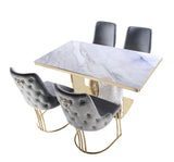 Louis Modern Hammered Design Dining Table, Sintered Stone Top