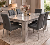 Italian Alexa Fixed Dining Table with 6 Grey Chairs