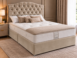 Elegant Buttoned Double Bed with 54” Floorstanding Headboard – Choice of Mattress