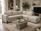 Prague Columbus Cream Corner Sofa with Detatachable Stool