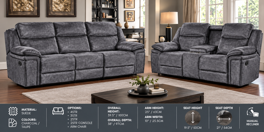 CLEARANCE 3 + 2 MILANO CHARCOAL