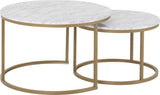 Dallas Round Coffee Table Set Marble/Gold Effect