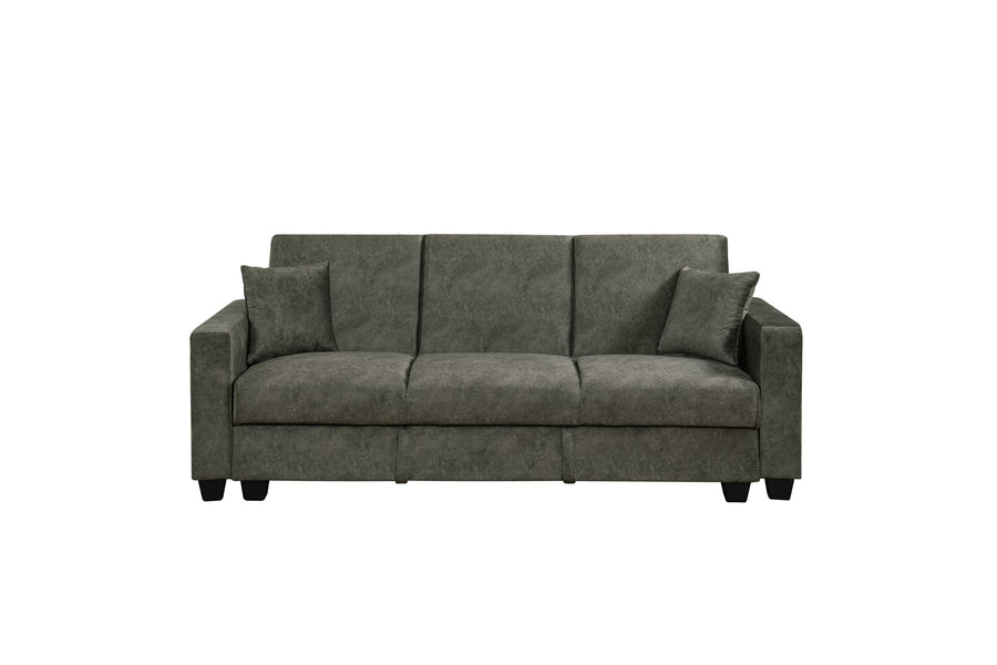 Donence Sofabed in Grey in Suede Clic clac 3 Seater Sofabed with Storage & Free 2 Cushions