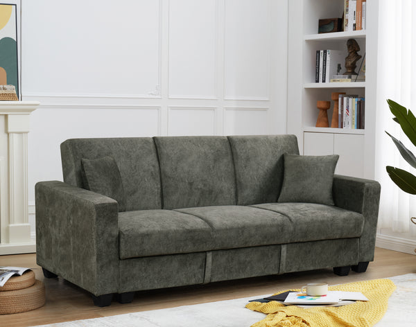 Donence Sofabed in Grey in Suede Clic clac 3 Seater Sofabed with Storage & Free 2 Cushions