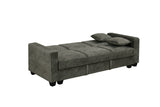 Donence Sofabed in Grey in Suede Clic clac 3 Seater Sofabed with Storage & Free 2 Cushions