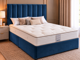 Royal Blue Panelled Double Bed with 54” Floorstanding Headboard -choice of Mattress