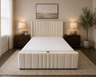 Winged Ottoman Storage Bed Frame (Cream Velvet)