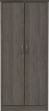LISBON 2 DOOR WARDROBE - BLACK WOOD GRAIN