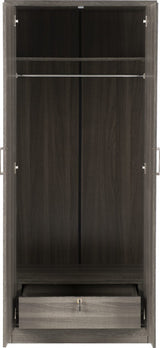 LISBON 2 DOOR WARDROBE - BLACK WOOD GRAIN