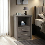 LISBON 2 DRAWER BEDSIDE - BLACK WOOD GRAIN