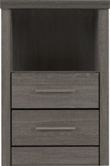 LISBON 2 DRAWER BEDSIDE - BLACK WOOD GRAIN