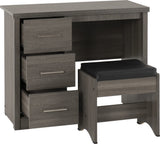 Lisbon 2 Piece Dressing Table Set – Black Wood Grain & Black Faux Leather