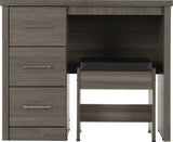 Lisbon 2 Piece Dressing Table Set – Black Wood Grain & Black Faux Leather