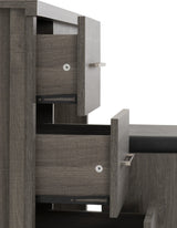 Lisbon 2 Piece Dressing Table Set – Black Wood Grain & Black Faux Leather