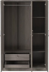 LISBON 3 DOOR WARDROBE - BLACK WOOD GRAIN