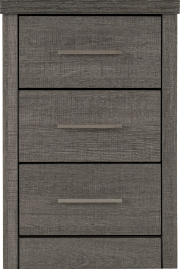 LISBON 3 DRAWER BEDSIDE - BLACK WOOD GRAIN