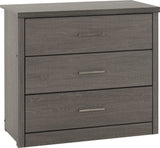Lisbon 3 Drawer Chest – Black Wood Grain Finish