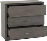 Lisbon 3 Drawer Chest – Black Wood Grain Finish