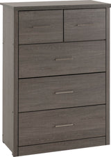 Lisbon 5 Drawer Chest (3+2) – Black Wood Grain Finish