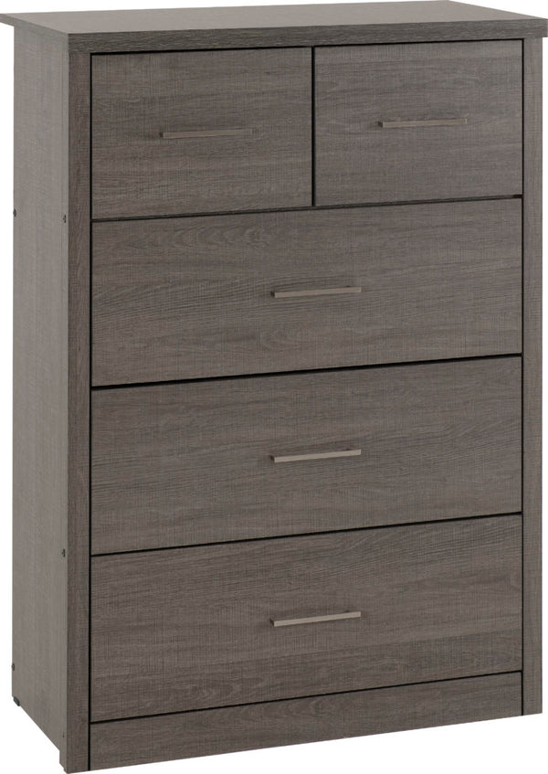 Lisbon 5 Drawer Chest (3+2) – Black Wood Grain Finish