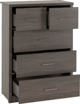 Lisbon 5 Drawer Chest (3+2) – Black Wood Grain Finish