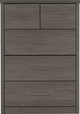 Lisbon 5 Drawer Chest (3+2) – Black Wood Grain Finish
