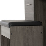 Lisbon 3 Piece Dressing Table Set with Mirror – Black Wood Grain & Black Faux Leather