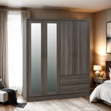 LISBON 4 DOOR WARDROBE - BLACK WOOD GRAIN