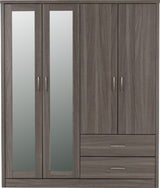 LISBON 4 DOOR WARDROBE - BLACK WOOD GRAIN