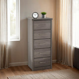 Lisbon 5 Drawer Narrow Chest – Black Wood Grain Finish