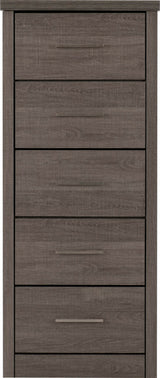 Lisbon 5 Drawer Narrow Chest – Black Wood Grain Finish